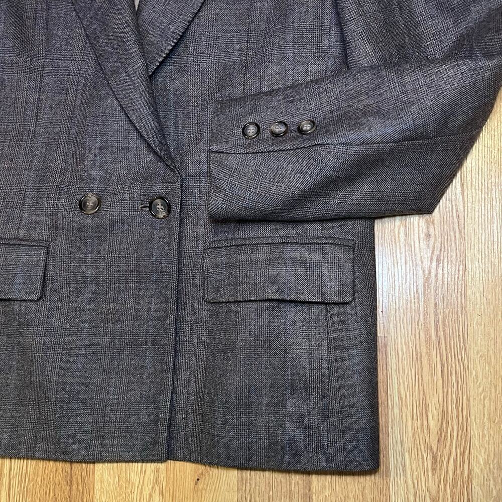 Vintage Saville Tweed Wool Blazer Plaid Sz 10 Gray old money quiet luxury preppy - Picture 7 of 15